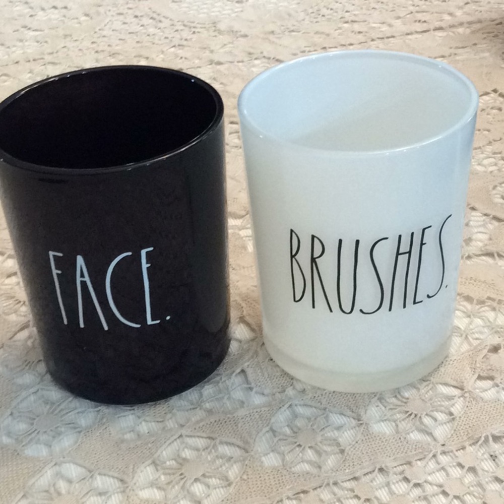 Rae Dunn  White brush glass